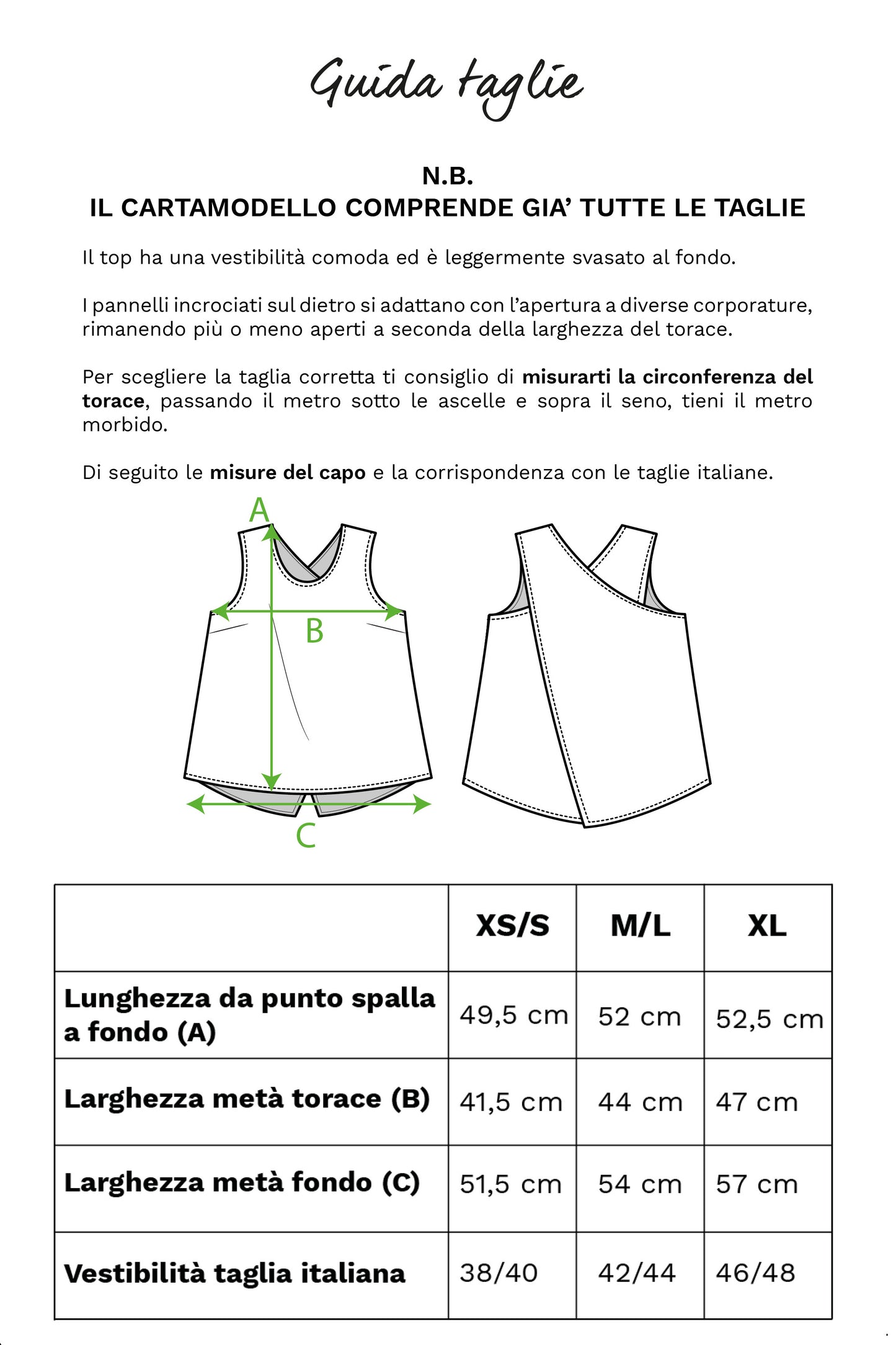 TOP incrociato: Cartamodello + Tutorial Video + Tutorial PDF