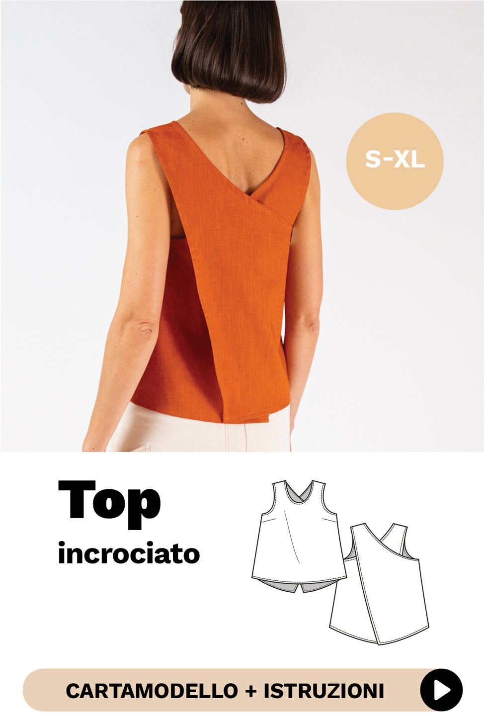 TOP incrociato: Cartamodello + Tutorial Video + Tutorial PDF