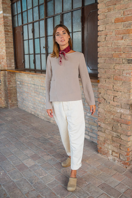 Pantaloni Apollo in Denim di Canapa - Relaxed fit - Bianco Panna