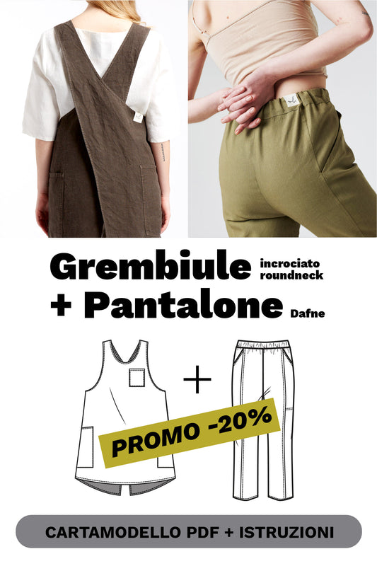 SET GREMBIULE + PANTALONE: Cartamodelli digitali e tutorial illustrati